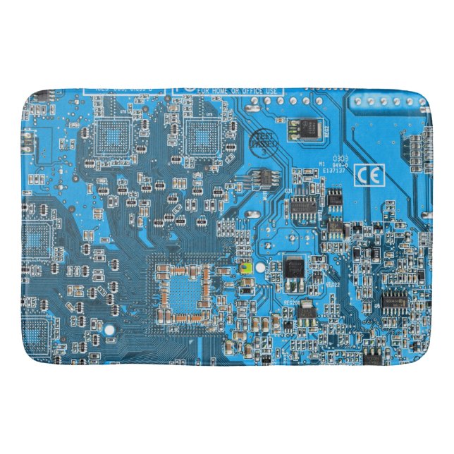 Printed Circuit Assembly PCB Blue Circuit Board Bath Mat (Front)