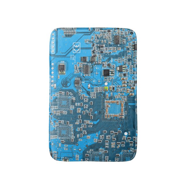 Printed Circuit Assembly PCB Blue Circuit Board Bath Mat (Front Vertical)