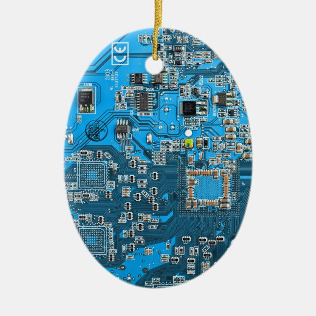 Printed Circuit Assembly PCB Blue Circuit Board Ceramic Ornament (Front)
