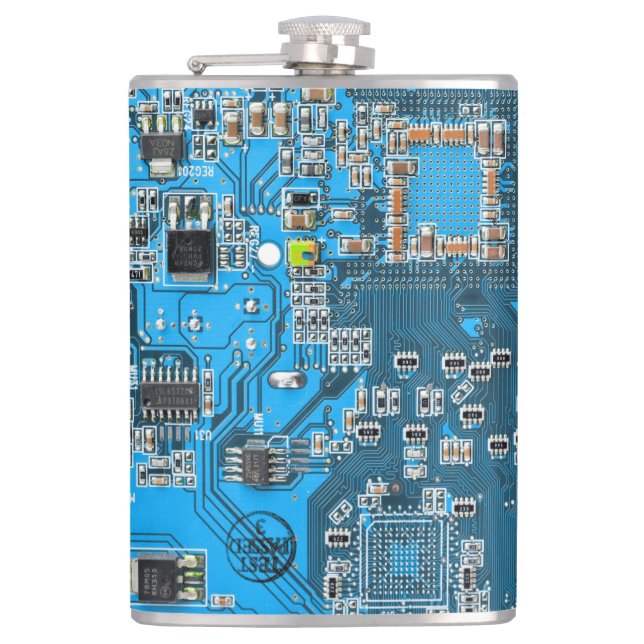 Printed Circuit Assembly PCB Blue Circuit Board Hip Flask (Front)