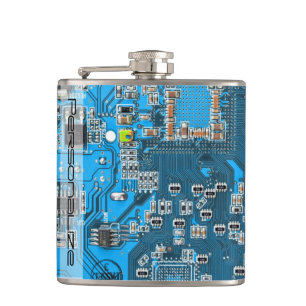Printed Circuit Assembly PCB Blue Circuit Board Hip Flask