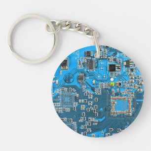 Printed Circuit Assembly PCB Blue Circuit Board Key Ring