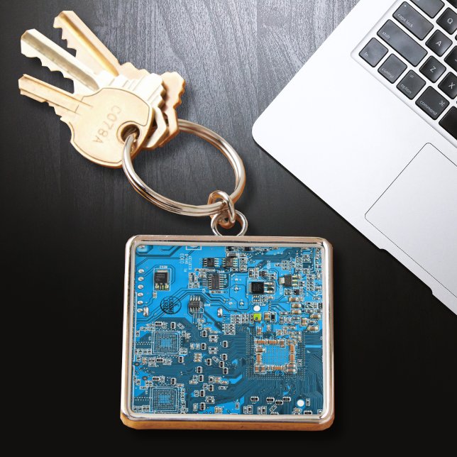 Printed Circuit Assembly PCB Blue Circuit Board Key Ring (Creator Uploaded)