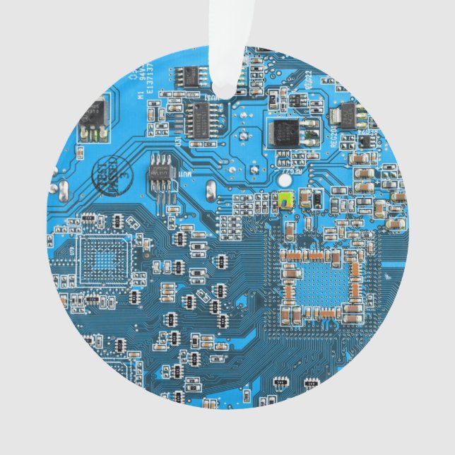 Printed Circuit Assembly PCB Blue Circuit Board Ornament (Front)