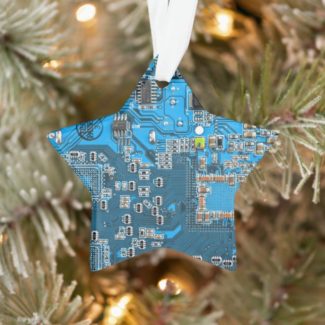 Printed Circuit Assembly PCB Blue Circuit Board Ornament (Tree)