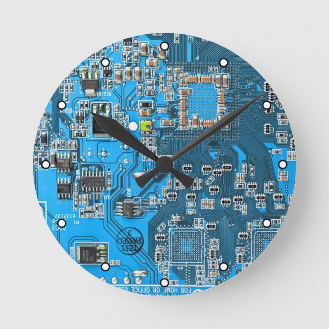 Printed Circuit Assembly PCB Blue Circuit Board Round Clock (Front)