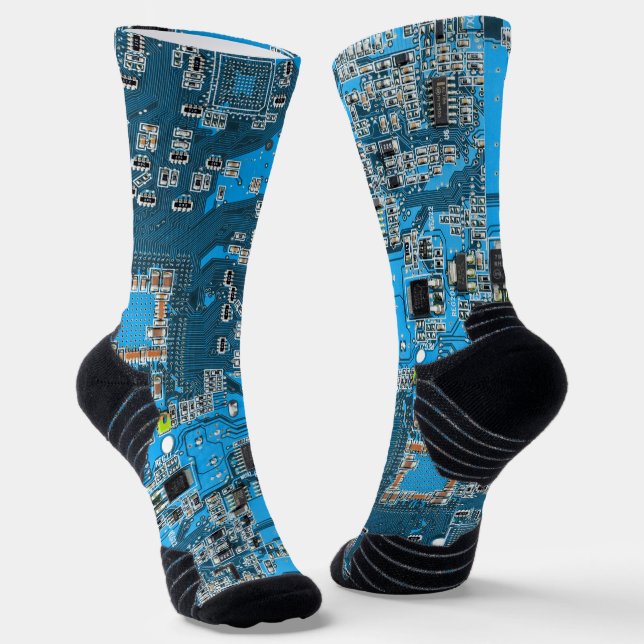 Printed Circuit Assembly PCB Blue Circuit Board Socks (Angled)