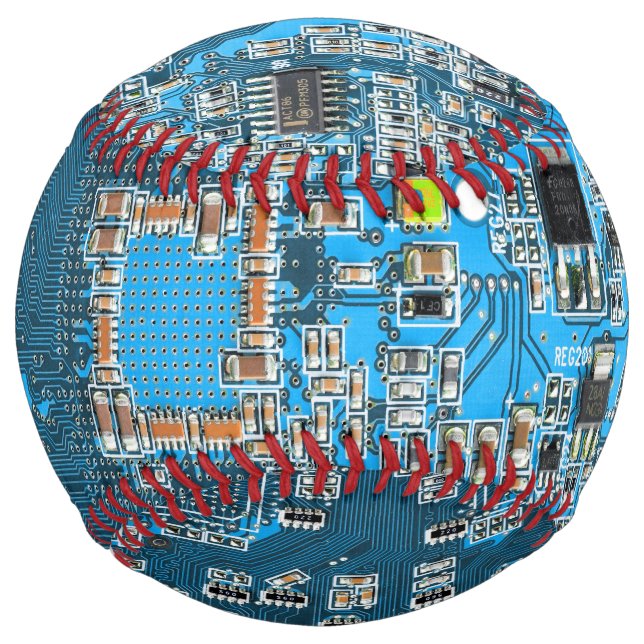 Printed Circuit Assembly PCB Blue Circuit Board Softball (Front)