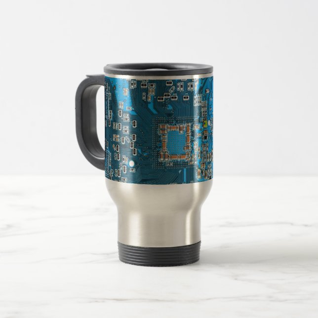 Printed Circuit Assembly PCB Blue Circuit Board Travel Mug (Front Left)