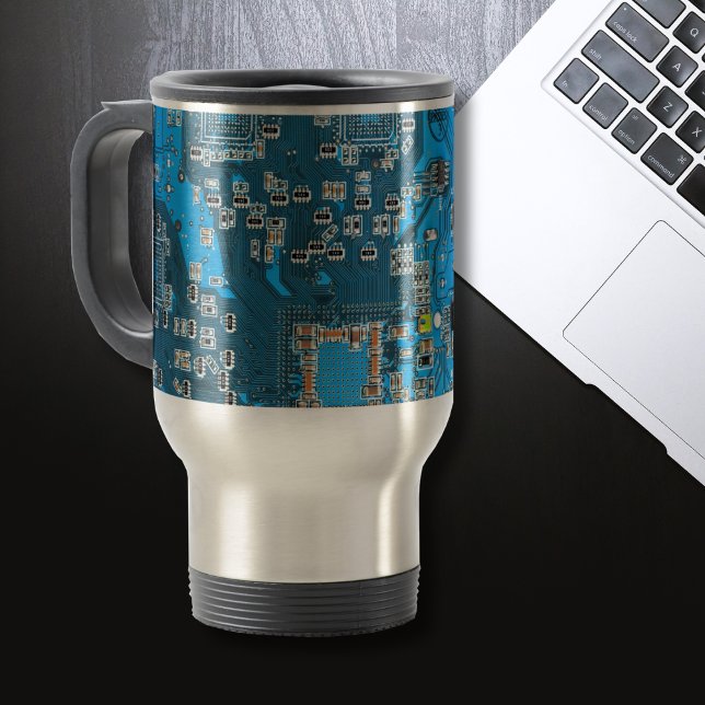 Printed Circuit Assembly PCB Blue Circuit Board Travel Mug (Creator Uploaded)