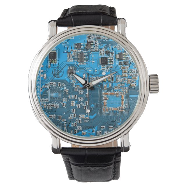 Printed Circuit Assembly PCB Blue Circuit Board Watch (Front)