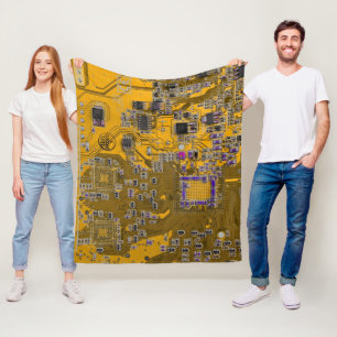 Printed Circuit Assembly PCB Circuit Board Orange Fleece Blanket