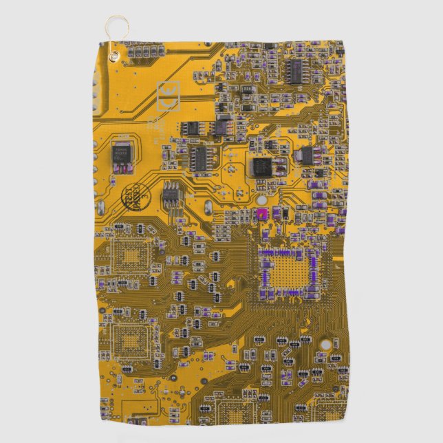 Printed Circuit Assembly PCB Circuit Board Orange Golf Towel (Front)