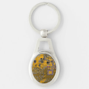 Printed Circuit Assembly PCB Circuit Board Orange Key Ring