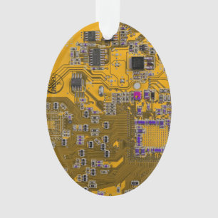 Printed Circuit Assembly PCB Circuit Board Orange Ornament