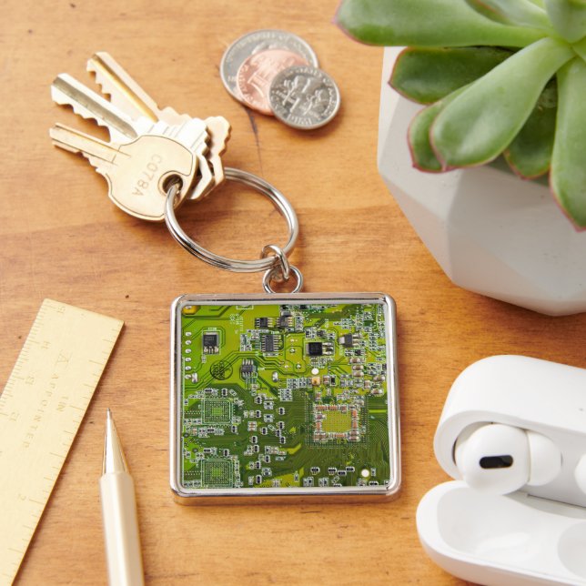 Printed Circuit Assembly PCB Green Circuit Board 2 Key Ring (Desk)