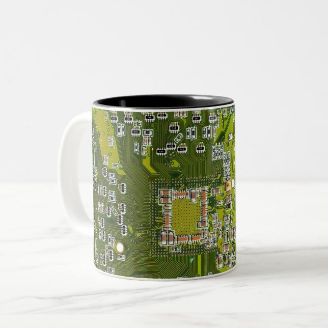 Printed Circuit Assembly PCB Green Circuit Board 2 Two-Tone Coffee Mug (Front Left)