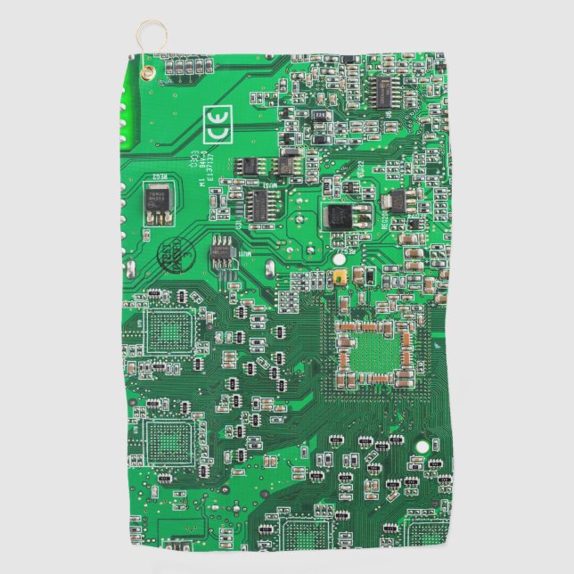 Printed Circuit Assembly PCB Green Circuit Board Golf Towel (Front)