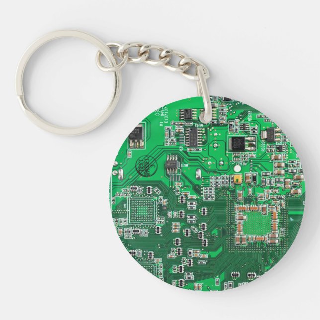 Printed Circuit Assembly PCB Green Circuit Board Key Ring (Front)