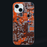 Printed Circuit Assembly PCB Orange Circuit Board iPhone 15 Case<br><div class="desc">PCB Circuit Board gifts for geeks or gifts for nerds. Here's one for the Computer Nerd or Geeks in all of us. Geek Out your Nerd with this Printed Circuit Assembly PCB Electronic Circuit Board. This is a close up picture of a Printed Circuit Assembly PCB or electronic circuit board....</div>