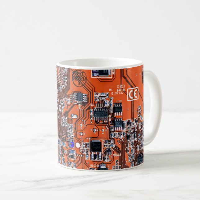 Printed Circuit Assembly PCB Orange Circuit Board Coffee Mug (Front Right)