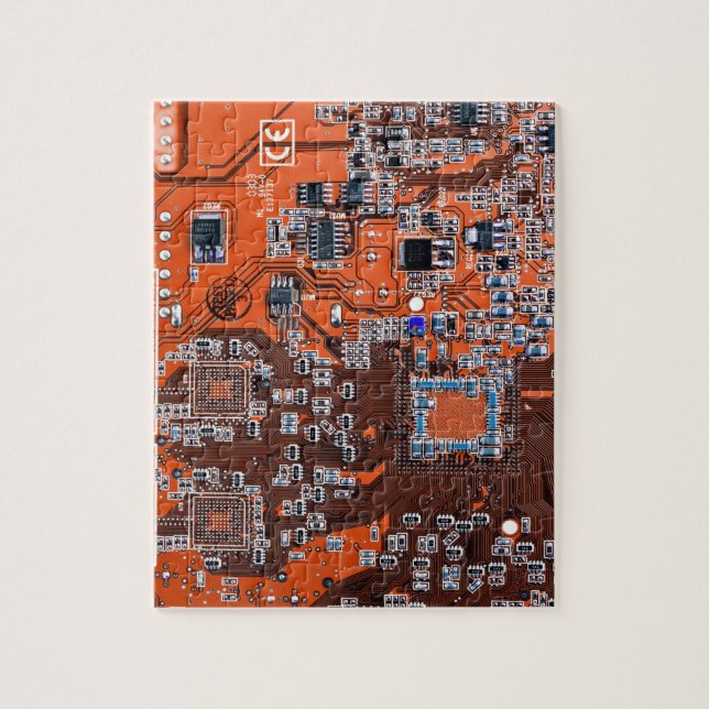 Printed Circuit Assembly PCB Orange Circuit Board Jigsaw Puzzle (Vertical)