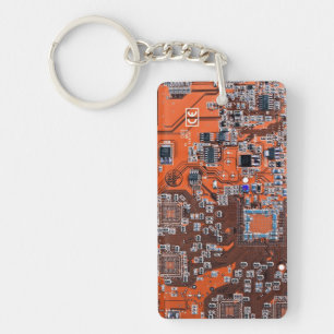 Printed Circuit Assembly PCB Orange Circuit Board Key Ring