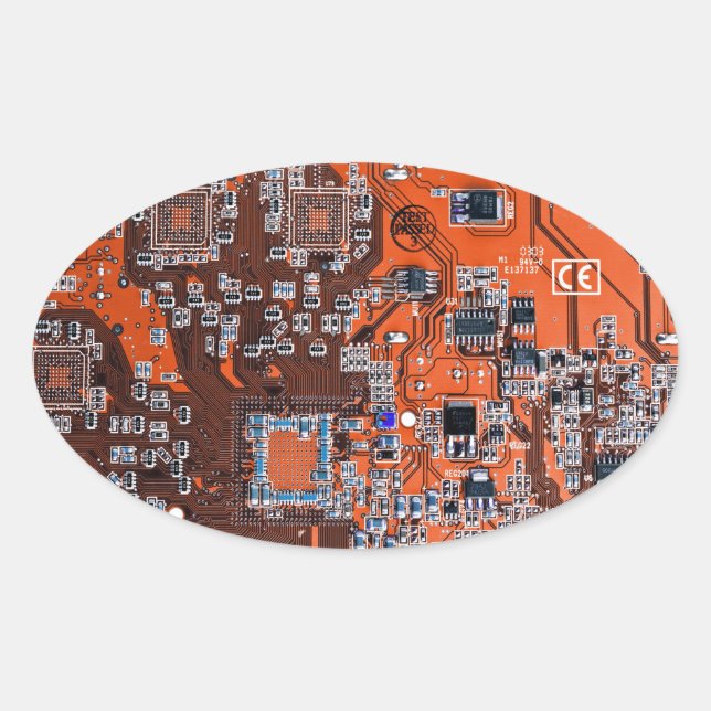 Printed Circuit Assembly PCB Orange Circuit Board Oval Sticker (Front)