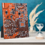 Printed Circuit Assembly PCB Orange Circuit Board Plaque<br><div class="desc">PCB Circuit Board gifts for geeks or gifts for nerds. Here's one for the Computer Nerd or Geeks in all of us. Geek Out your Nerd with this Printed Circuit Assembly PCB Electronic Circuit Board. This is a close up picture of a Printed Circuit Assembly PCB or electronic circuit board....</div>