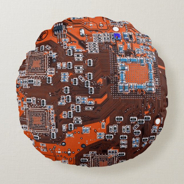 Printed Circuit Assembly PCB Orange Circuit Board Round Cushion (Front)