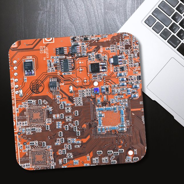 Printed Circuit Assembly PCB Orange Circuit Board Square Sticker (Creator Uploaded)