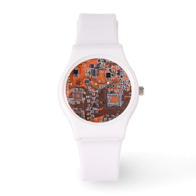 Printed Circuit Assembly PCB Orange Circuit Board Watch (Front)