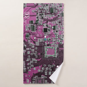 Printed Circuit Assembly PCB Purple Circuit Board Bath Towel