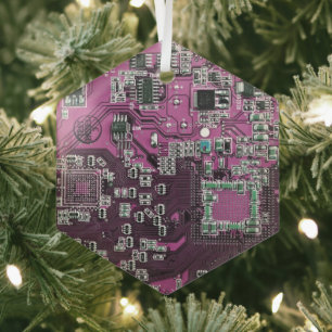 Printed Circuit Assembly PCB Purple Circuit Board Glass Tree Decoration