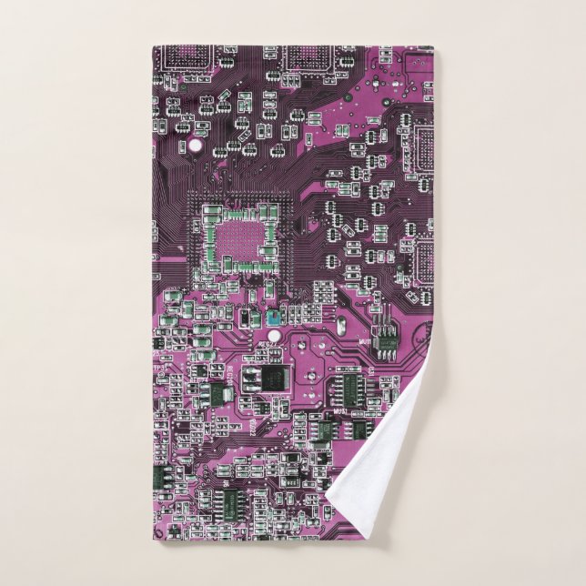 Printed Circuit Assembly PCB Purple Circuit Board Hand Towel (Hand Towel)