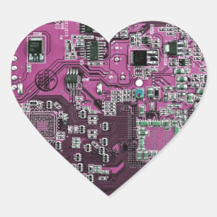 Printed Circuit Assembly PCB Purple Circuit Board Heart Sticker
