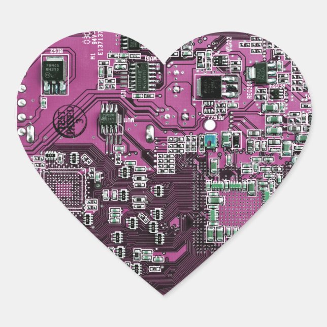 Printed Circuit Assembly PCB Purple Circuit Board Heart Sticker (Front)