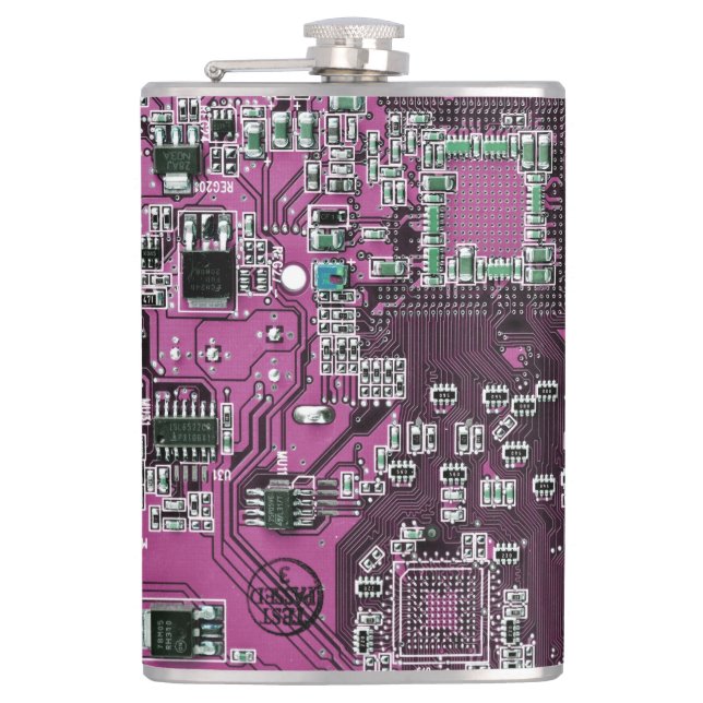 Printed Circuit Assembly PCB Purple Circuit Board Hip Flask (Front)