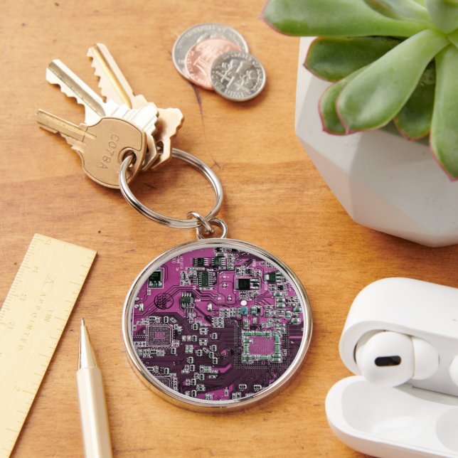 Printed Circuit Assembly PCB Purple Circuit Board Key Ring (Desk)
