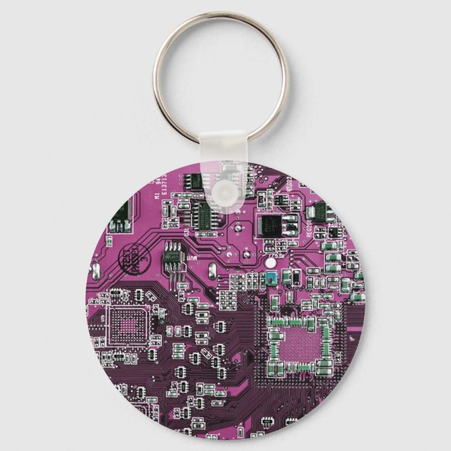 Printed Circuit Assembly PCB Purple Circuit Board Key Ring (Front)