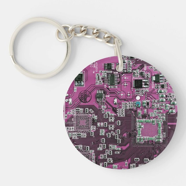 Printed Circuit Assembly PCB Purple Circuit Board Key Ring (Front)