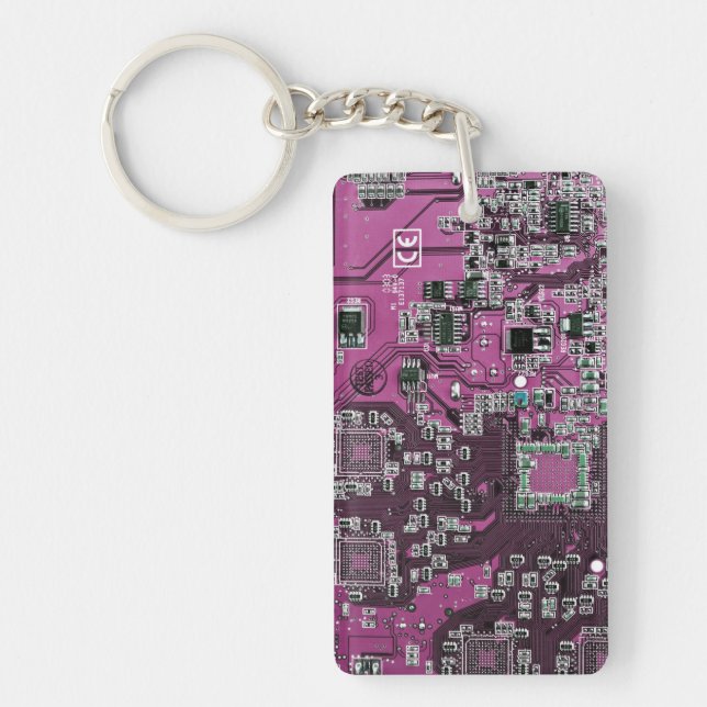 Printed Circuit Assembly PCB Purple Circuit Board Key Ring (Front)