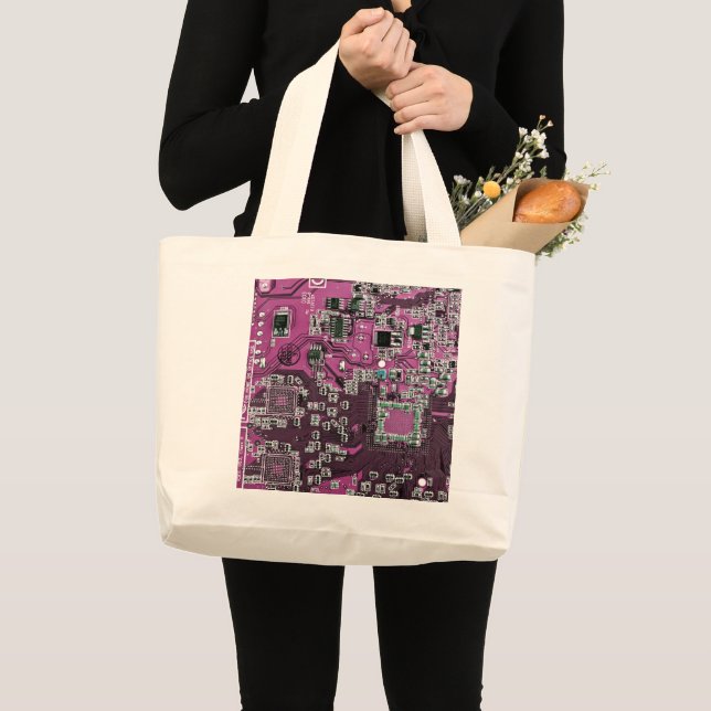 Printed Circuit Assembly PCB Purple Circuit Board Large Tote Bag (Front (Product))