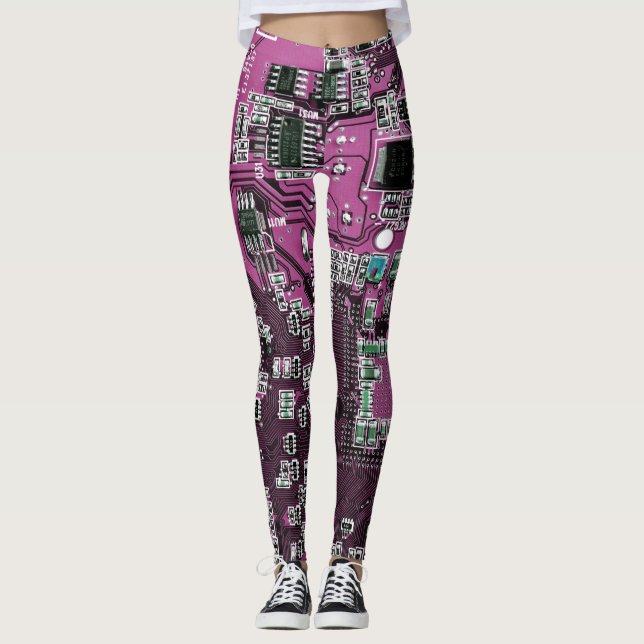 Printed Circuit Assembly PCB Purple Circuit Board Leggings (Front)