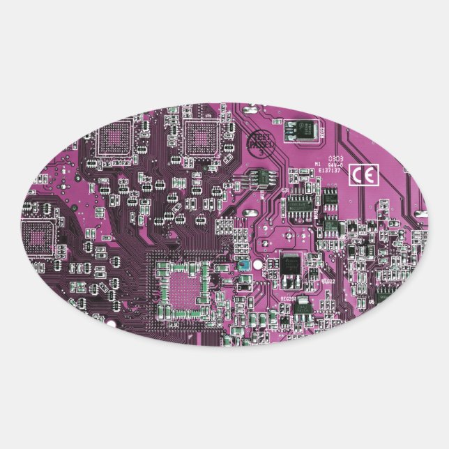 Printed Circuit Assembly PCB Purple Circuit Board Oval Sticker (Front)
