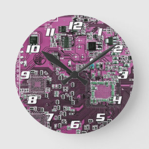 Printed Circuit Assembly PCB Purple Circuit Board Round Clock