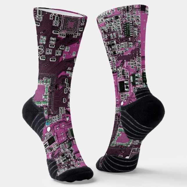 Printed Circuit Assembly PCB Purple Circuit Board Socks (Angled)