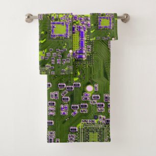 Printed Circuit Assembly PCB Yellow Circuit Board Bath Towel Set