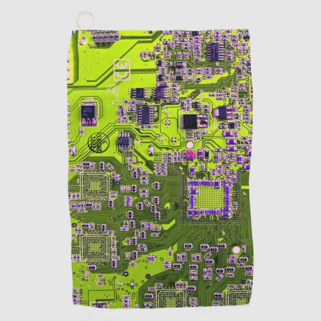 Printed Circuit Assembly PCB Yellow Circuit Board Golf Towel (Front)