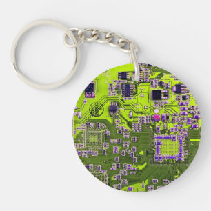 Printed Circuit Assembly PCB Yellow Circuit Board Key Ring